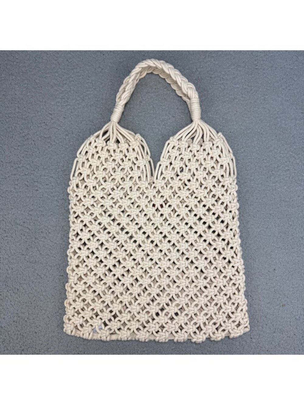 J Crew Tote Bag Cream White Cadiz Hand Knotted Rope Shoulder Purse Beach Handbag